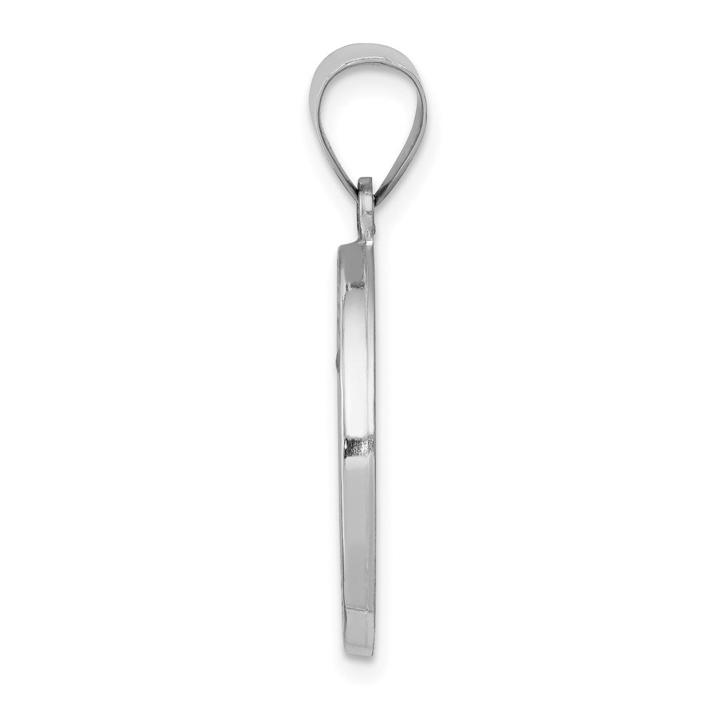 14k White Gold Polished Satin St. Anthony Medal Hollow Engravable Charm Pendant Jewelry Gifts (Length 1.09" Width 0.74")