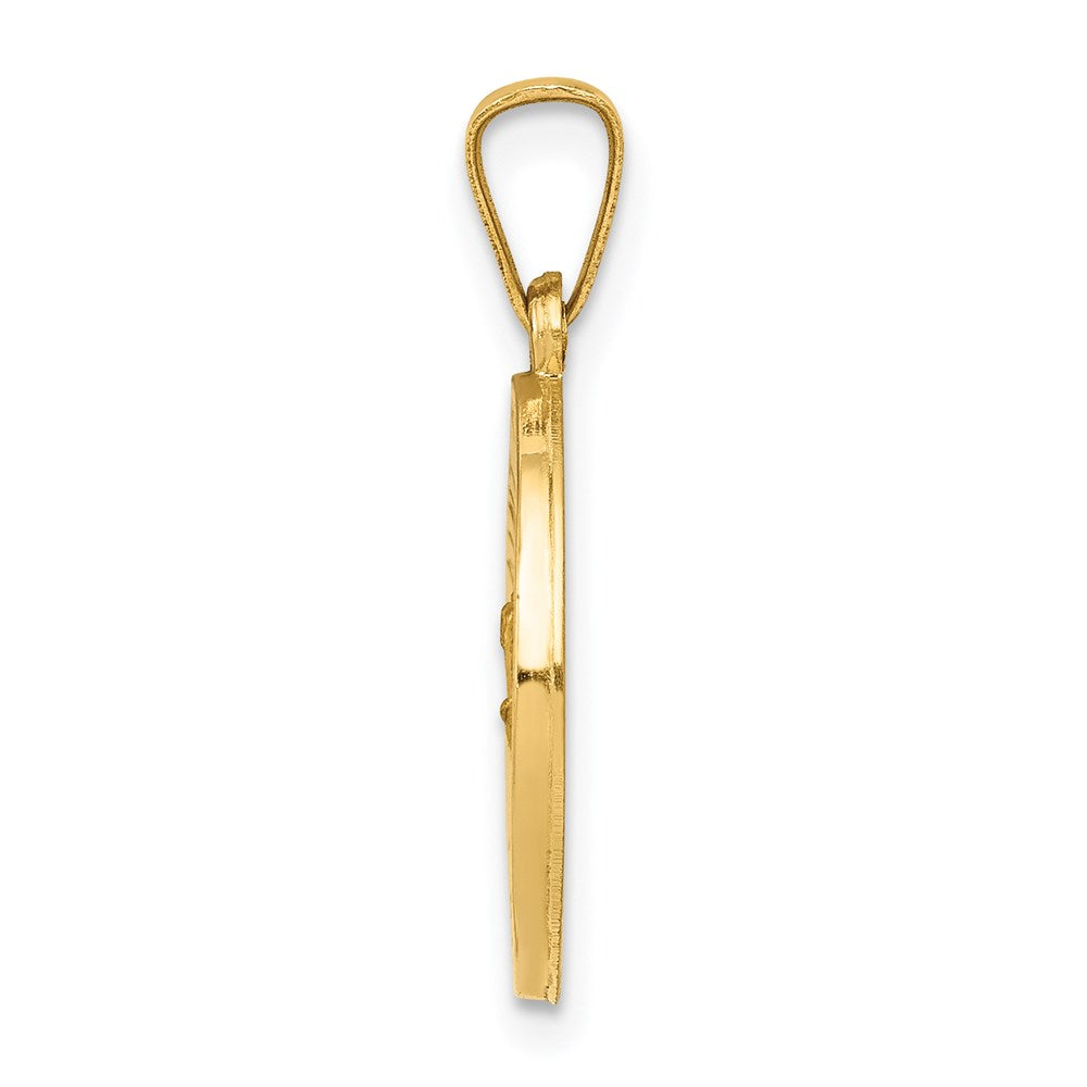 14k Yellow Gold Polished and Satin St. Christopher Medal Hollow Engravable Charm Pendant Jewelry Gifts (Length 0.83" Width 0.59")