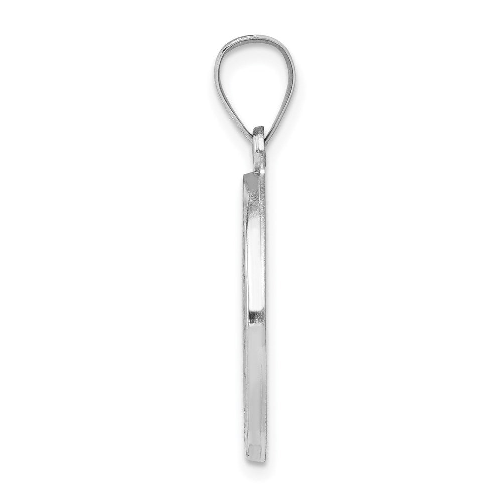 14k White Gold Polished Satin St Christopher Medal Hollow Engravable Charm Pendant Jewelry Gifts (Length 1.13" Width 0.77")