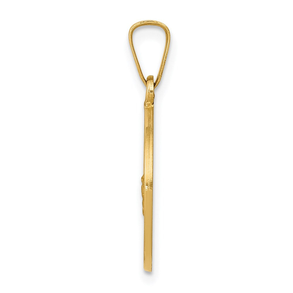 14k Yellow Gold Polished and Satin St George Medal Hollow Engravable Charm Pendant Jewelry Gifts (Length 0.86" Width 0.58")