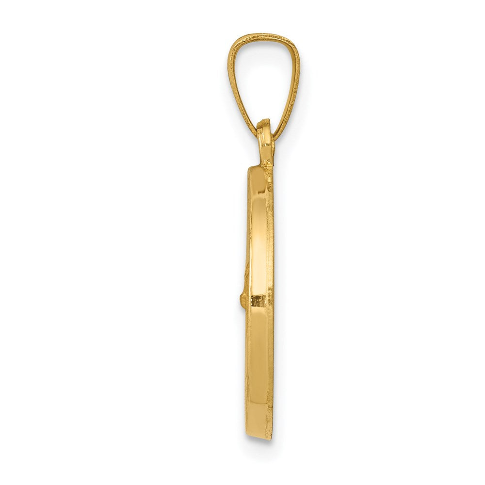 14k Yellow Gold Polished and Satin St Gerard Medal Hollow Engravable Charm Pendant Jewelry Gifts (Length 0.86" Width 0.59")