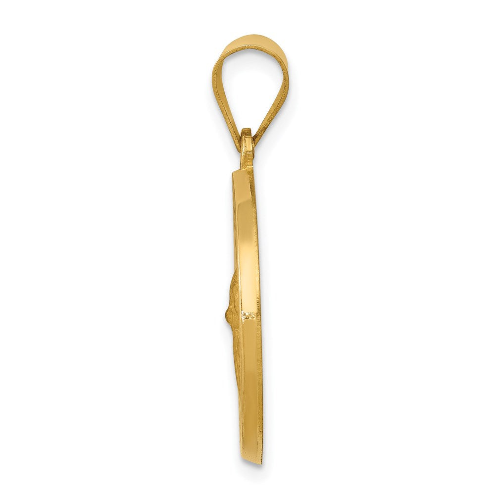 14k Yellow Gold Polished and Satin St Gerard Medal Hollow Engravable Charm Pendant Jewelry Gifts (Length 1.03" Width 0.72")