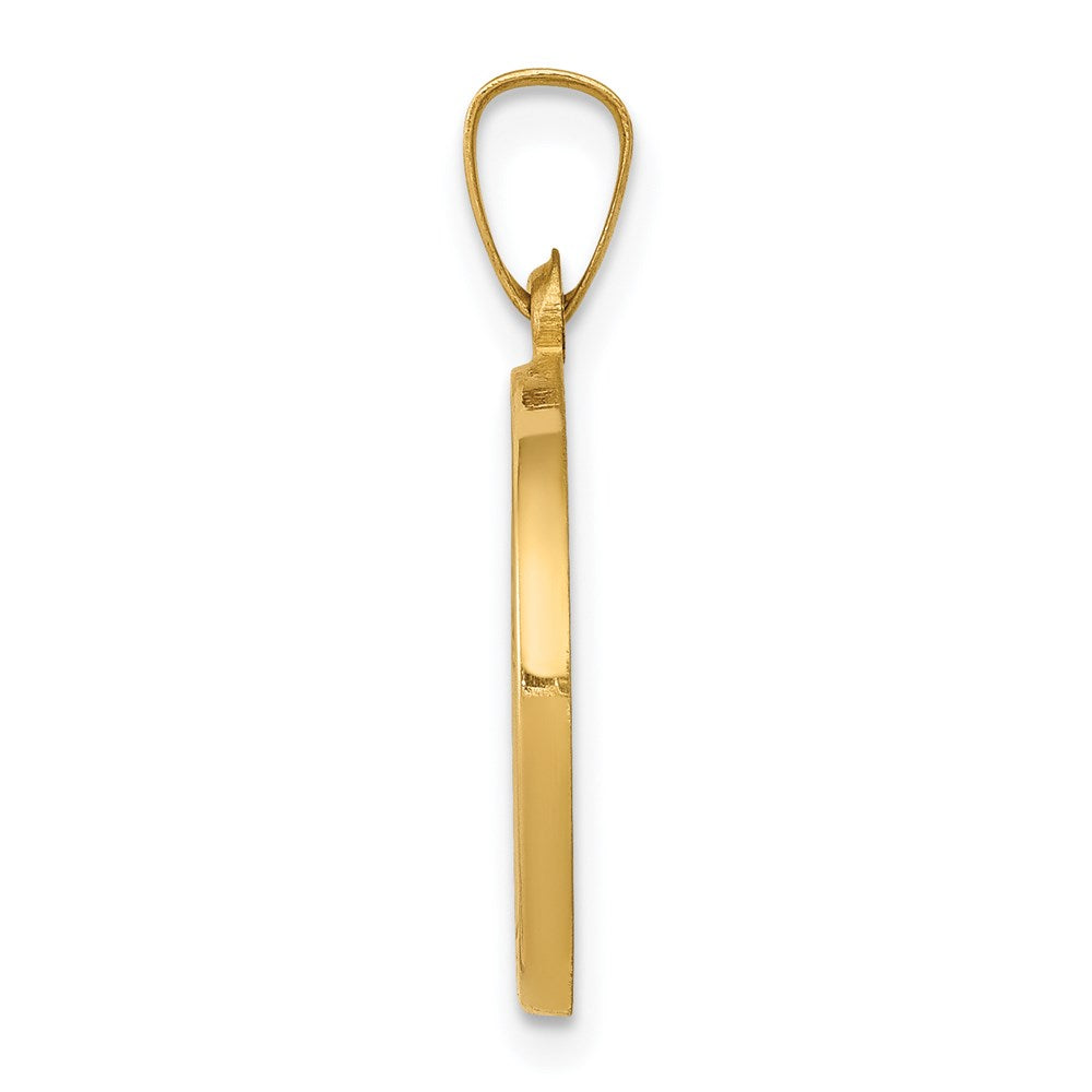 14k Yellow Gold Polished and Satin St John Baptist Medal Hollow Engravable Charm Pendant Jewelry Gifts (Length 0.82" Width 0.59")