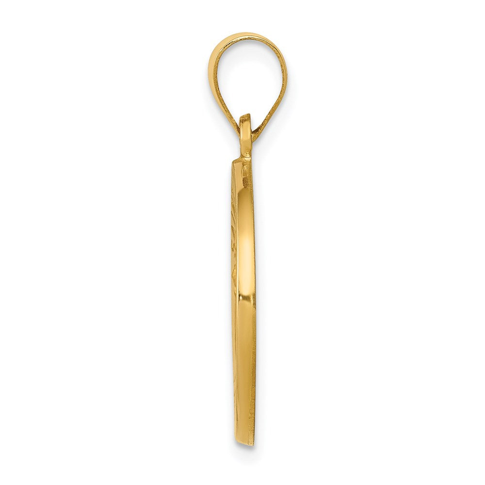 14k Yellow Gold Polished and Satin St John Baptist Medal Hollow Engravable Charm Pendant Jewelry Gifts (Length 1.05" Width 0.74")