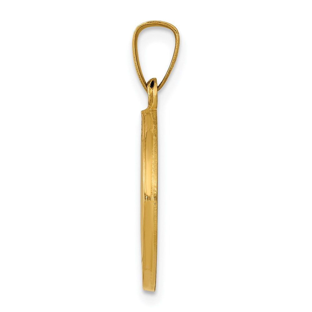 14k Yellow Gold Polished and Satin St Joseph Medal Hollow Engravable Charm Pendant Jewelry Gifts (Length 0.85" Width 0.59")