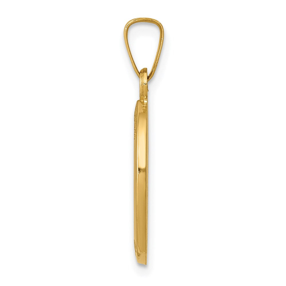 14k Yellow Gold Polished and Satin St Joseph Medal Hollow Engravable Charm Pendant Jewelry Gifts (Length 0.96" Width 0.49")
