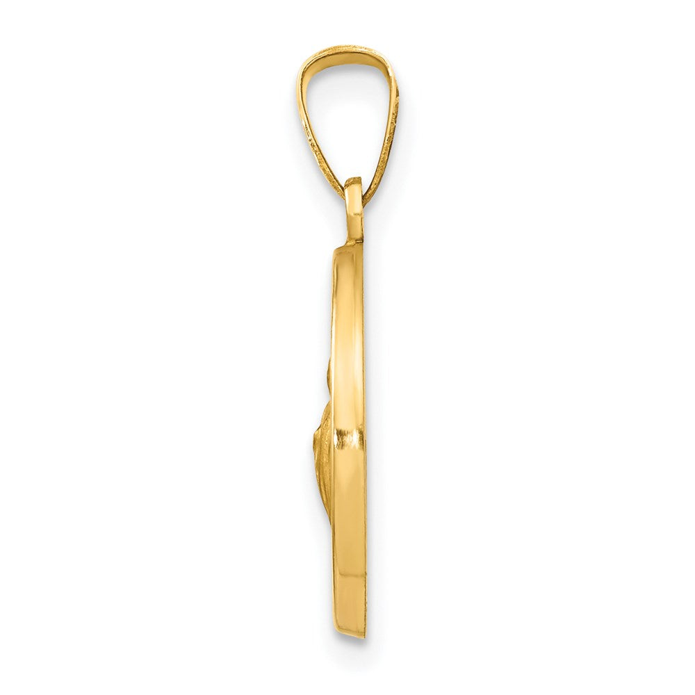 14k Yellow Gold Polished and Satin St Jude Thaddeus Medal Hollow Engravable Charm Pendant Jewelry Gifts (Length 0.86" Width 0.59")