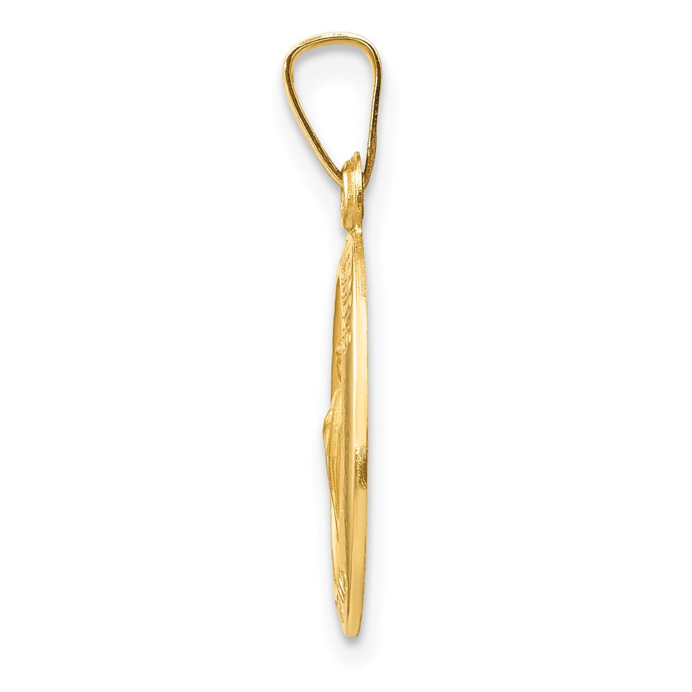 14k Yellow Gold Polished and Satin St Jude Thaddeus Medal Hollow Engravable Charm Pendant Jewelry Gifts (Length 0.86" Width 0.43")