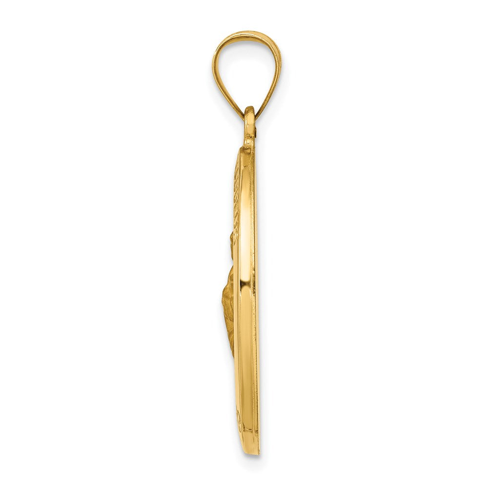 14k Yellow Gold Polished and Satin St Jude Thaddeus Medal Hollow Engravable Charm Pendant Jewelry Gifts (Length 1.23" Width 0.64")