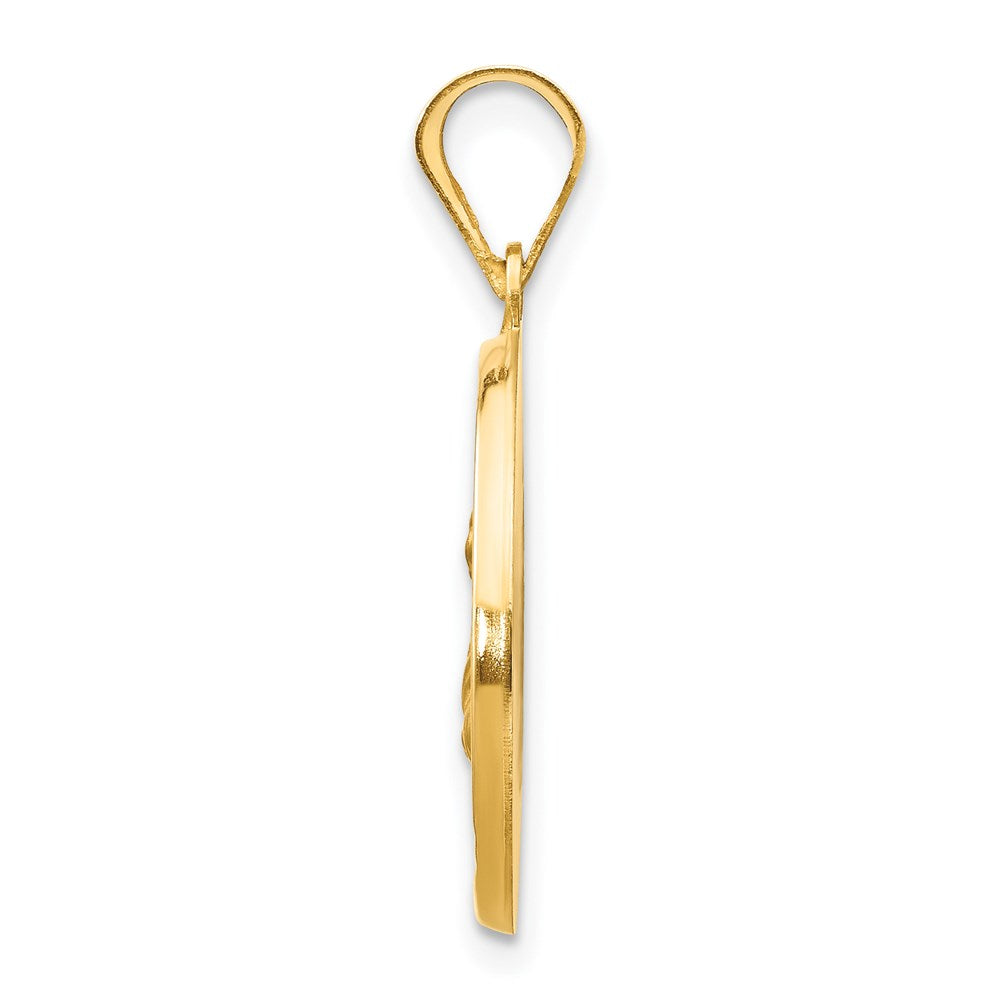 14k Yellow Gold Polished and Satin St Lucy Medal Hollow Engravable Charm Pendant Jewelry Gifts (Length 1.03" Width 0.72")