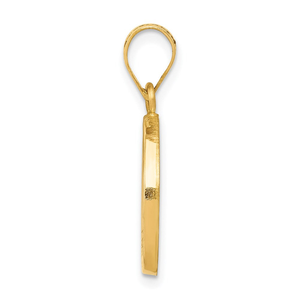 14k Yellow Gold Polished and Satin St Matthew Medal Hollow Engravable Charm Pendant Jewelry Gifts (Length 0.66" Width 0.59")