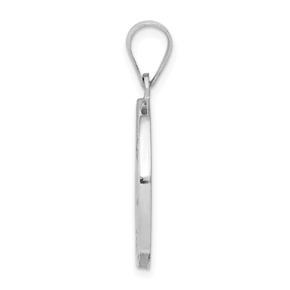 14k White Gold Polished and Satin St Matthew Hollow Engravable Charm Pendant Jewelry Gifts (Length 0.82" Width 0.74")
