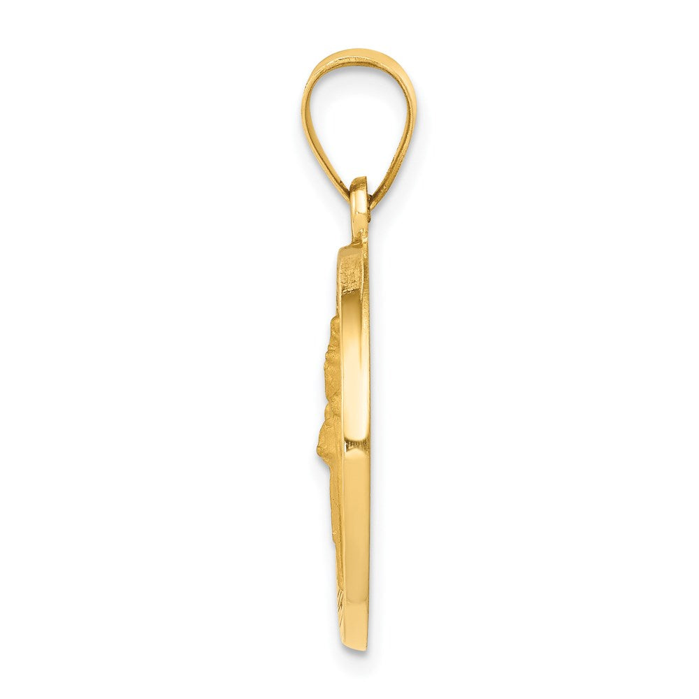 14k Yellow Gold Polished and Satin St Patrick Medal Hollow Engravable Charm Pendant Jewelry Gifts (Length 0.86" Width 0.74")