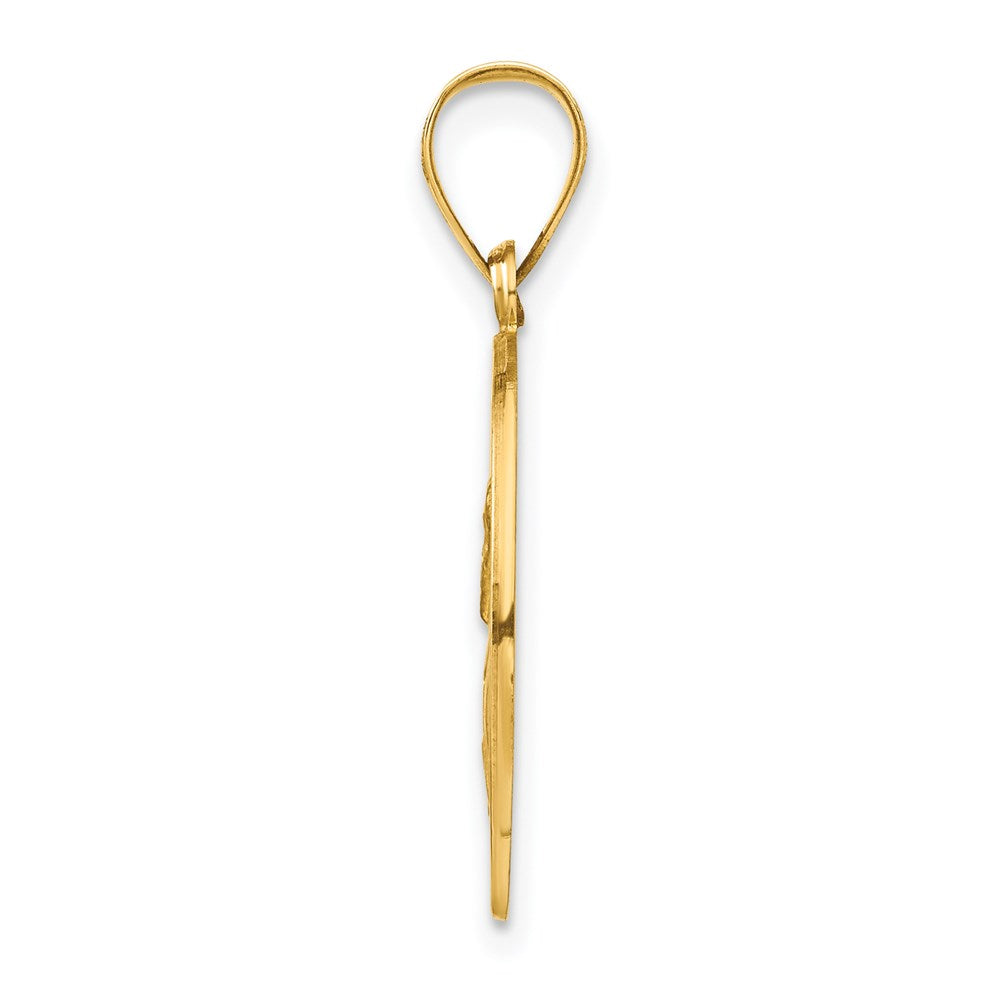 14k Yellow Gold Polished and Satin St Paul Medal Hollow Engravable Charm Pendant Jewelry Gifts (Length 0.82" Width 0.74")