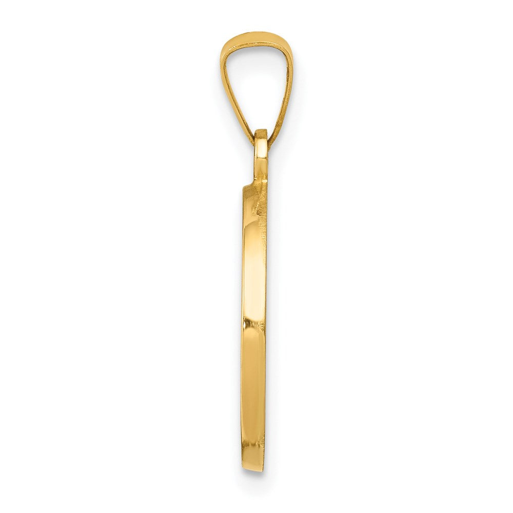 14k Yellow Gold Polished Satin First Holy Communion Medal Hollow Engravable Charm Pendant Jewelry Gifts (Length 0.62" Width 0.59")