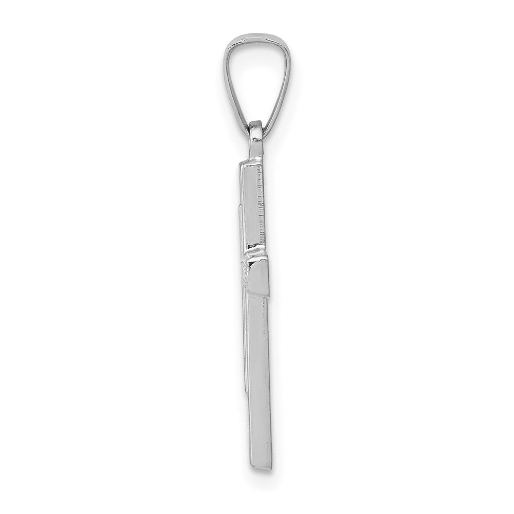 14k White Gold Polished Latin Crucifix CrossEngravable Charm Pendant Jewelry Gifts (Length 1.03" Width 0.59")