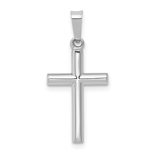 14k White Gold Polished Hollow Latin Crucifix CrossEngravable Charm Pendant Jewelry Gifts (Length 0.96" Width 0.45")