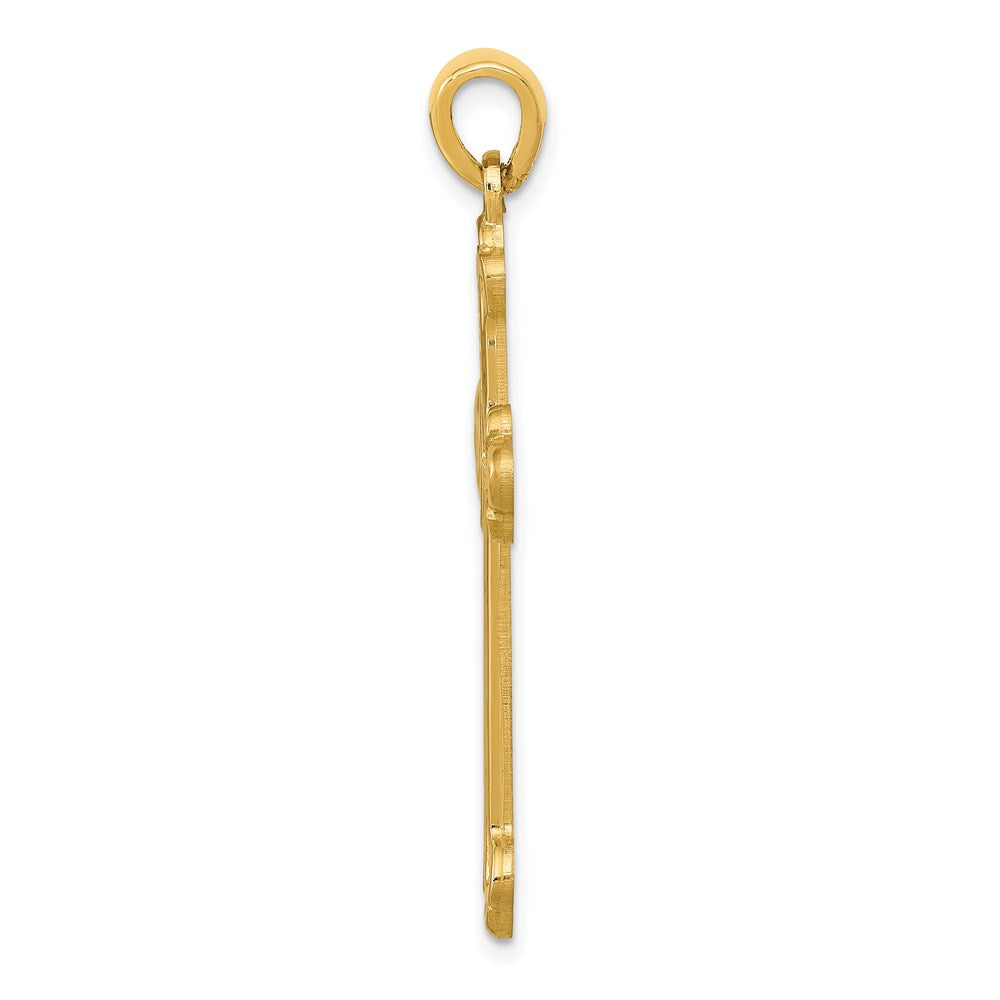 14k Yellow Gold Budded Crucifix CrossEngravable Charm Pendant Jewelry Gifts (Length 1.6" Width 0.86")