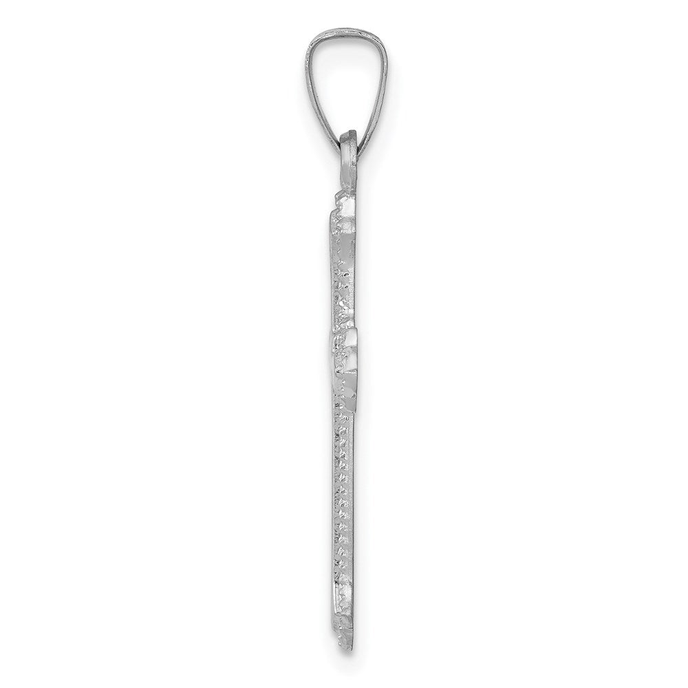 14k White Gold Polished Crucifix CrossEngravable Charm Pendant Jewelry Gifts (Length 1.07" Width 0.51")