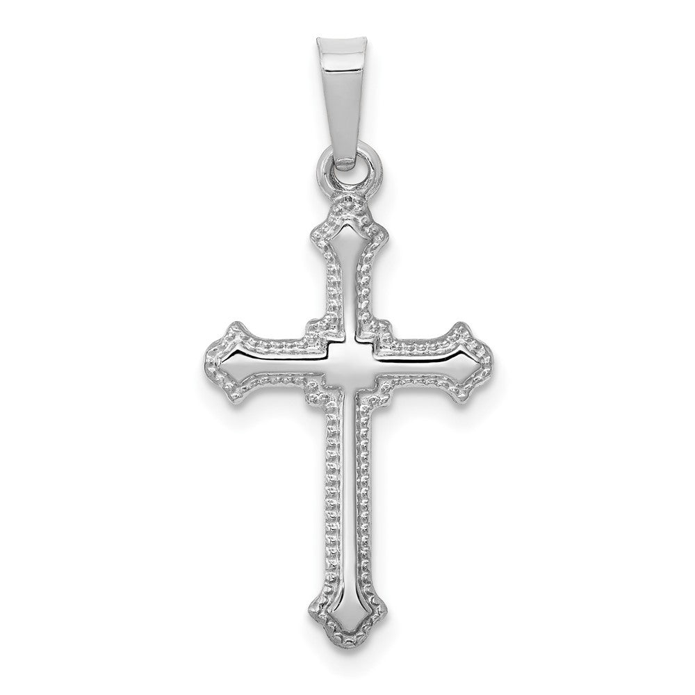 14k White Gold Polished Crucifix CrossEngravable Charm Pendant Jewelry Gifts (Length 1.07" Width 0.51")