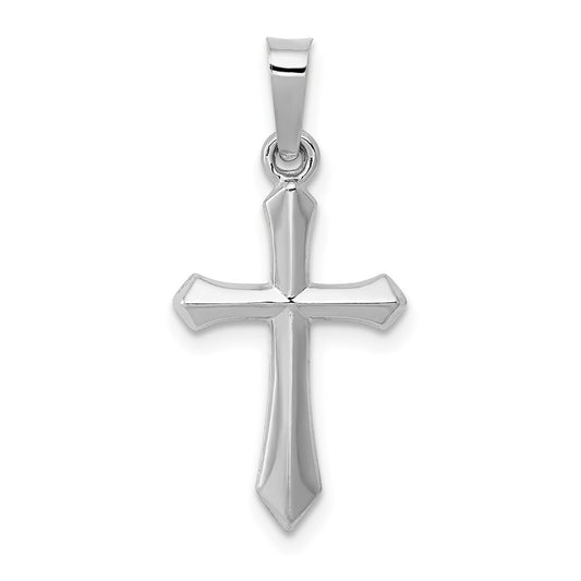 14k White Gold Polished Crucifix CrossEngravable Charm Pendant Jewelry Gifts (Length 0.93" Width 0.44")