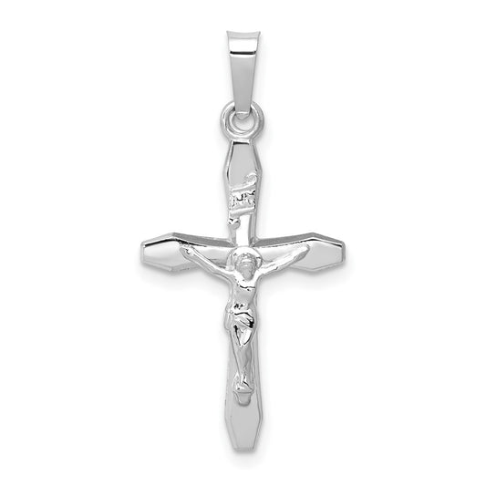 14k White Gold Polished INRI Crucifix Engravable Charm Pendant Jewelry Gifts (Length 1.05" Width 0.54")