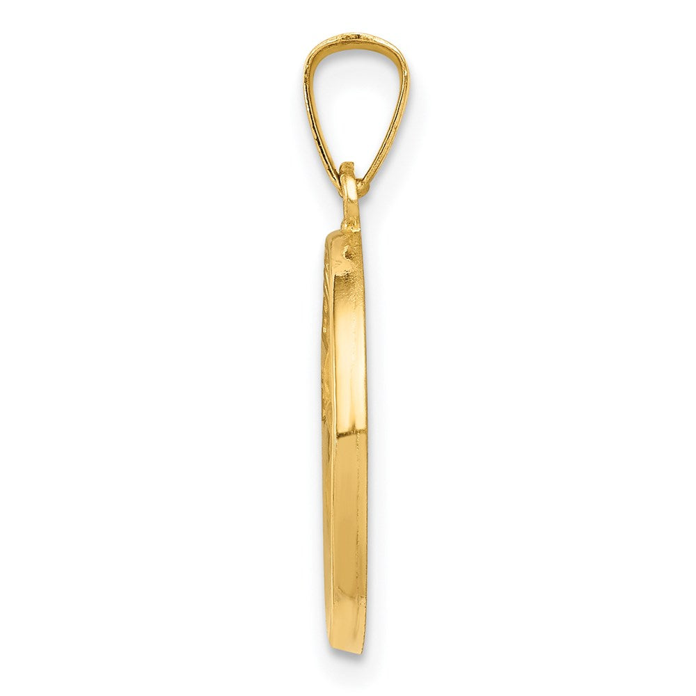 14k Yellow Gold Polished Satin Spanish 1st Communion Medal Hollow Engravable Charm Pendant Jewelry Gifts (Length 0.89" Width 0.57")