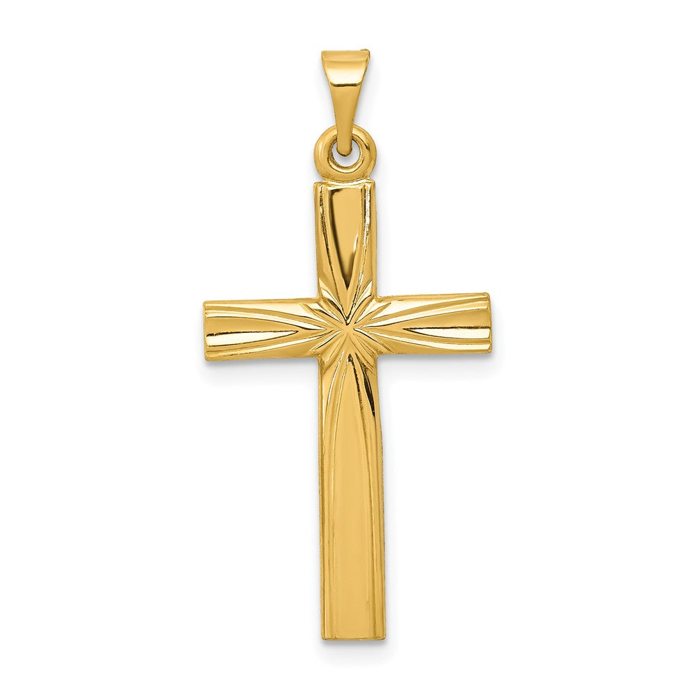 14k Yellow Gold Polished Latin Crucifix CrossEngravable Charm Pendant Jewelry Gifts (Length 1.21" Width 0.6")