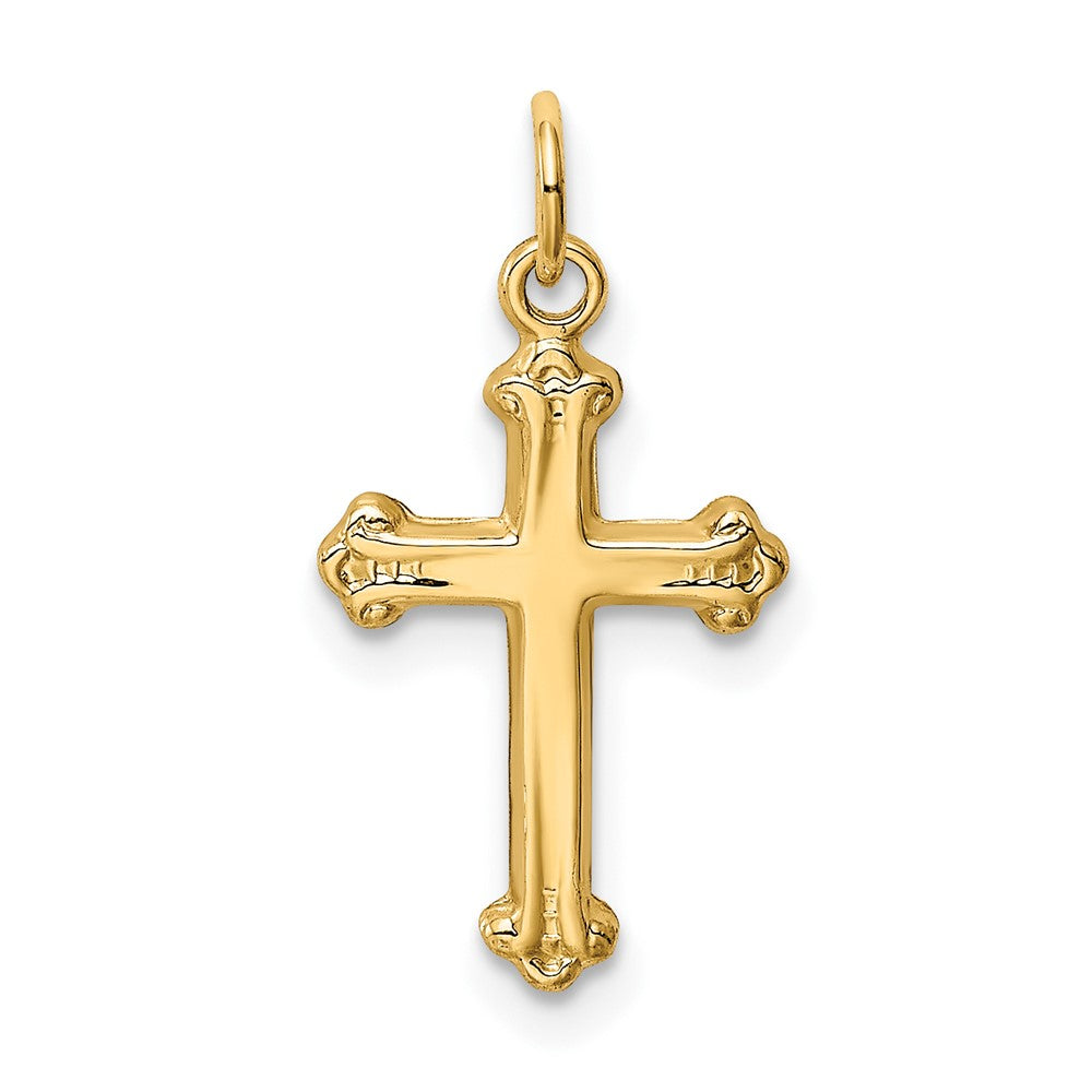 14k Yellow Gold Crucifix CrossEngravable Charm Pendant Jewelry Gifts (Length 0.86" Width 0.47")