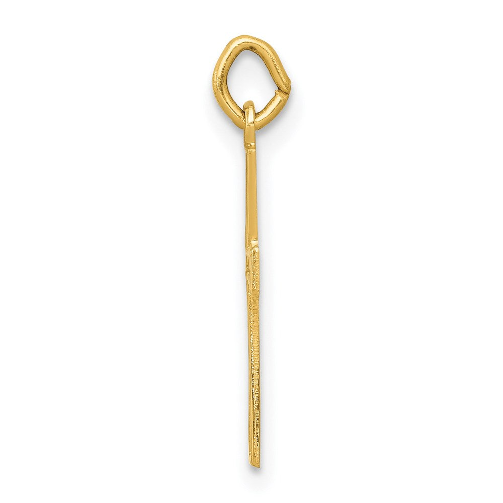 14k Yellow Gold Crucifix CrossEngravable Charm Pendant Jewelry Gifts (Length 0.7" Width 0.41")