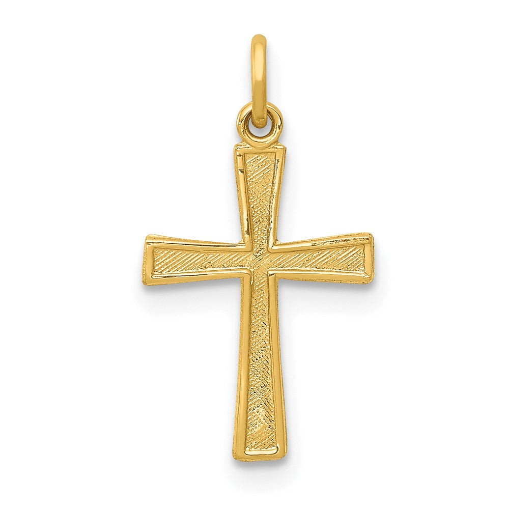 14k Yellow Gold Crucifix CrossEngravable Charm Pendant Jewelry Gifts (Length 0.7" Width 0.41")