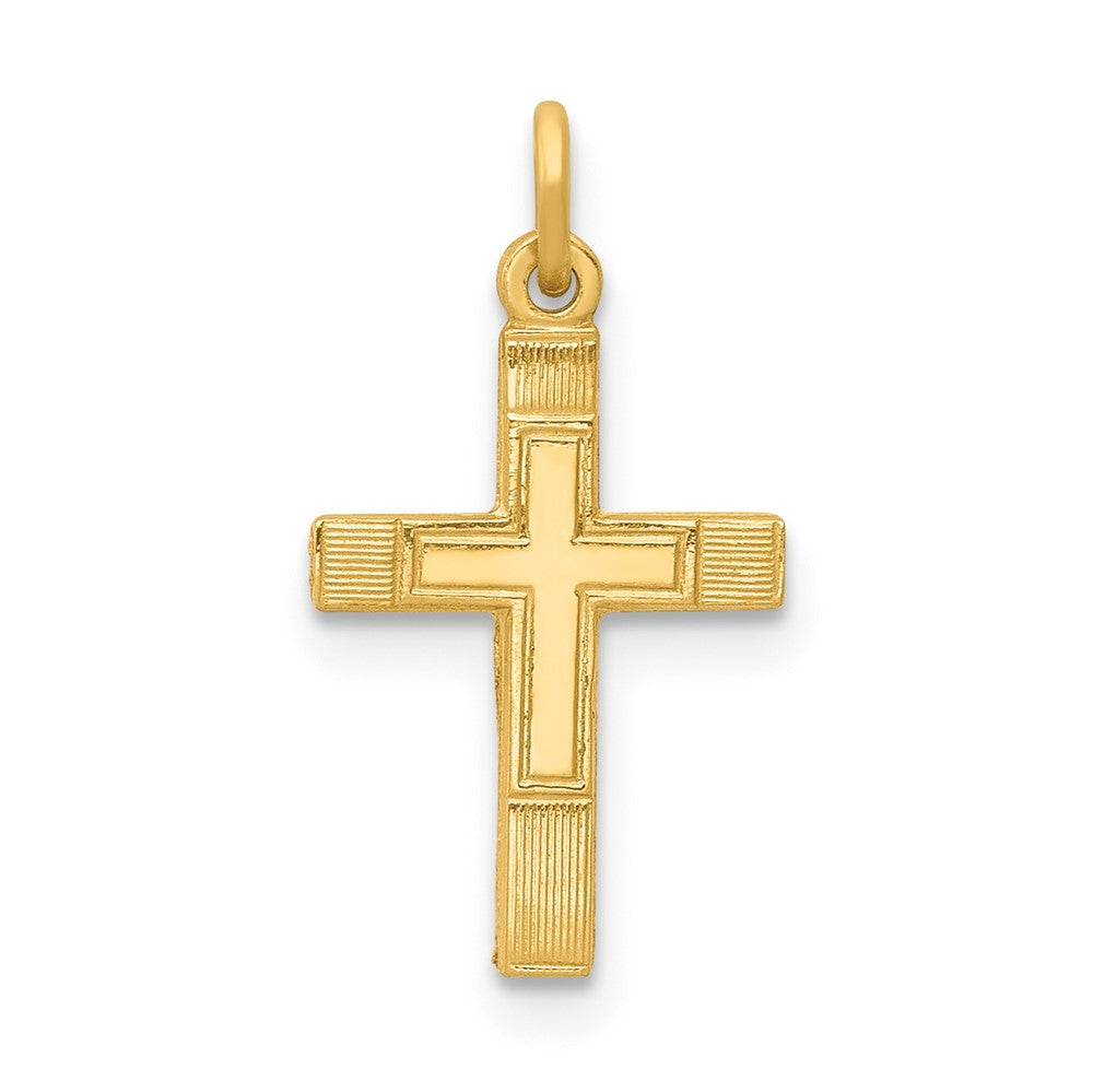 14k Yellow Gold Small Crucifix CrossEngravable Charm Pendant Jewelry Gifts (Length 0.74" Width 0.39")
