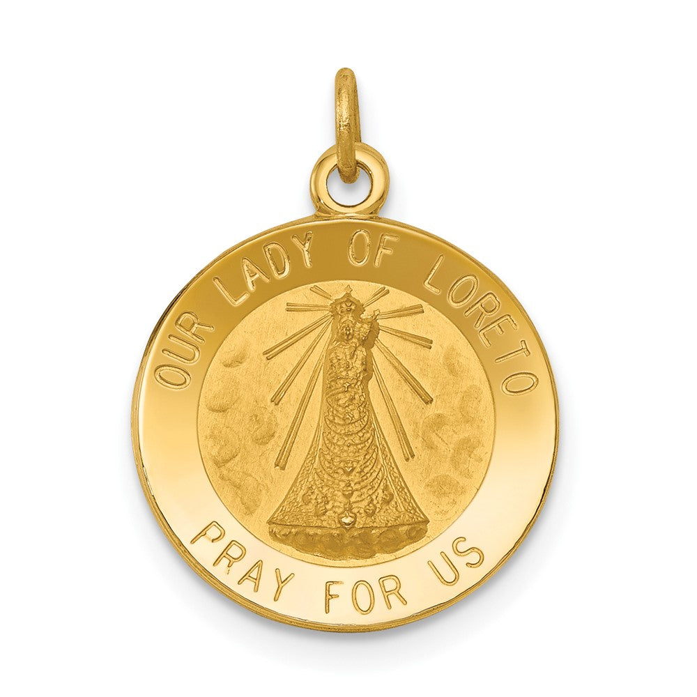 14k Yellow Gold Our Lady of Loreto Medal Engravable Charm Pendant Jewelry Gifts (Length 0.78" Width 0.59")