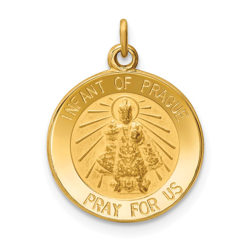 14k Yellow Gold Infant of Prague Medal Engravable Charm Pendant Jewelry Gifts (Length 0.74" Width 0.59")