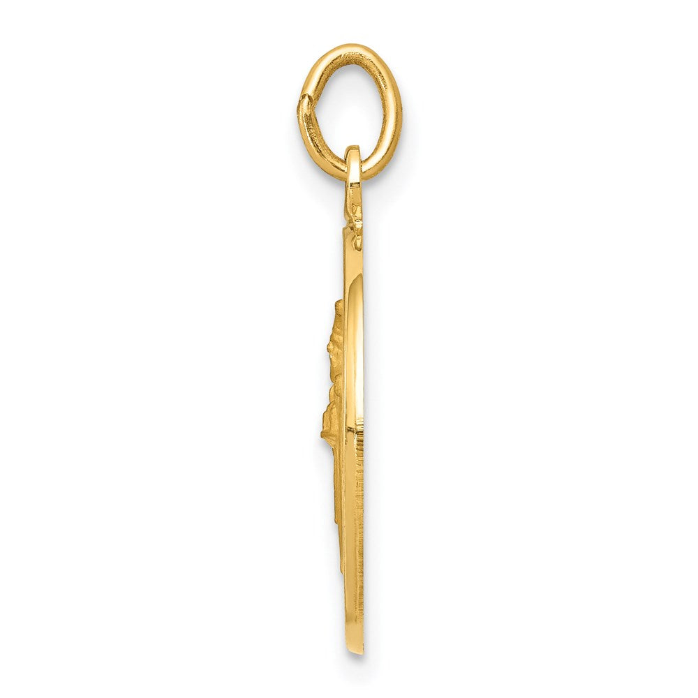 14k Yellow Gold Saint Patrick Medal Engravable Charm Pendant Jewelry Gifts (Length 0.9" Width 0.59")