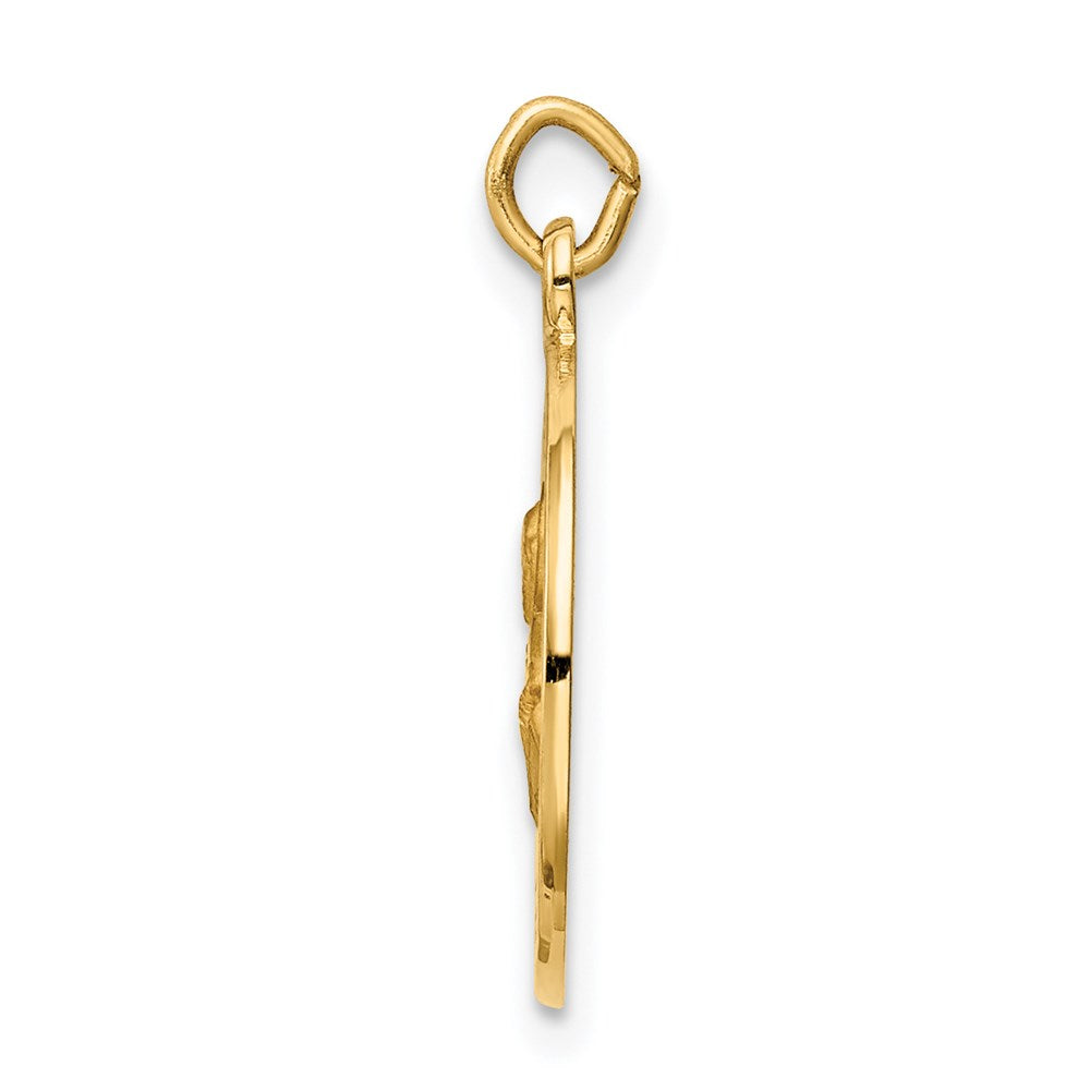 14k Yellow Gold Saint Peter Medal Engravable Charm Pendant Jewelry Gifts (Length 0.9" Width 0.59")