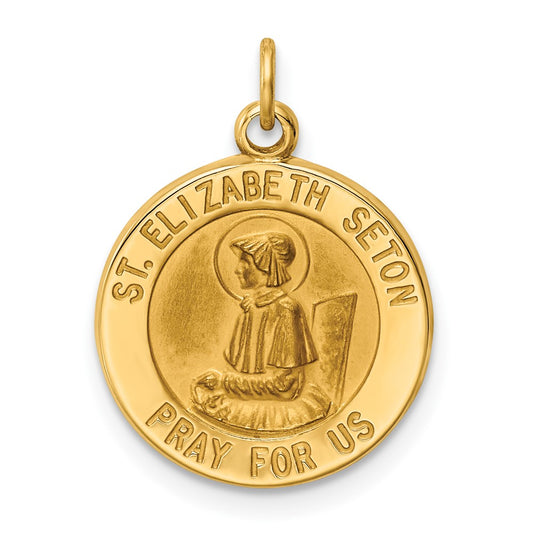 14k Yellow Gold Saint Elizabeth Seton Medal Engravable Charm Pendant Jewelry Gifts (Length 0.78" Width 0.59")