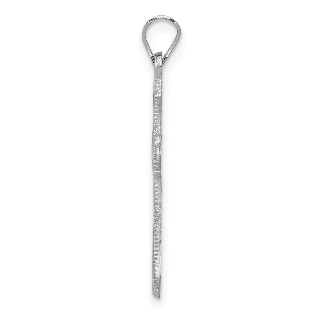 14k White Gold Budded Crucifix CrossEngravable Charm Pendant Jewelry Gifts (Length 1.09" Width 0.59")