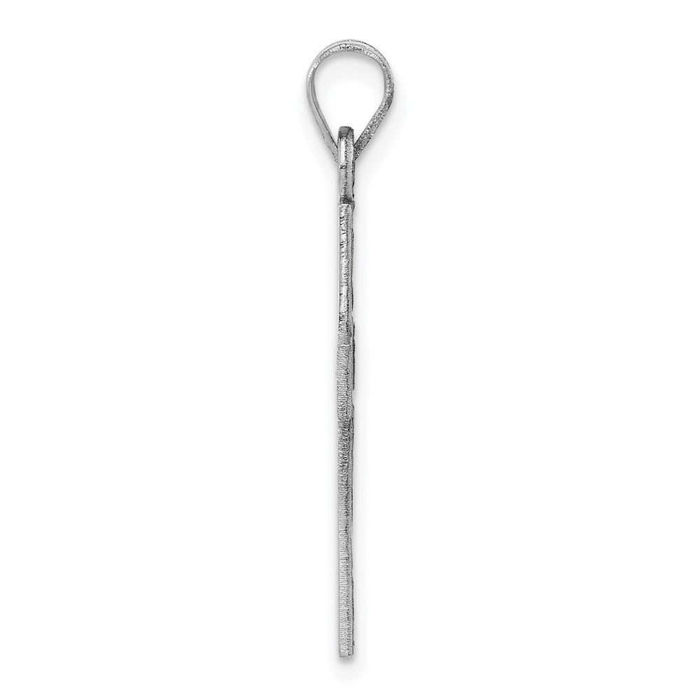 14k White Gold Crucifix CrossEngravable Charm Pendant Jewelry Gifts (Length 1.13" Width 0.59")