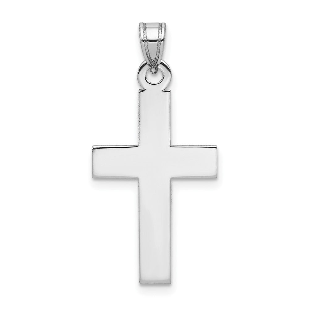 14k White Gold Crucifix CrossEngravable Charm Pendant Jewelry Gifts (Length 1.13" Width 0.59")