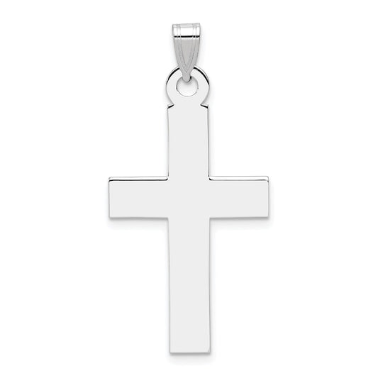 14k White Gold Crucifix CrossEngravable Charm Pendant Jewelry Gifts (Length 1.4" Width 0.7")