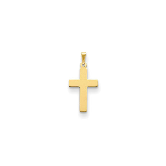 14k Yellow Gold Polished Crucifix CrossEngravable Charm Pendant Jewelry Gifts (Length 1.17" Width 0.59")