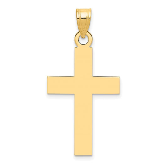 14k Yellow Gold Polished Crucifix CrossEngravable Charm Pendant Jewelry Gifts (Length 1.21" Width 0.58")