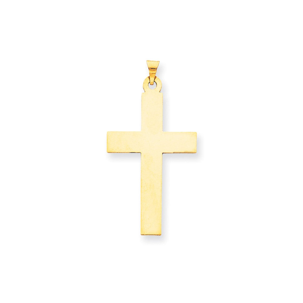 14k Yellow Gold Polished Crucifix CrossEngravable Charm Pendant Jewelry Gifts (Length 1.95" Width 0.98")