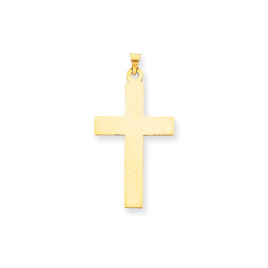 14k Yellow Gold Polished Crucifix CrossEngravable Charm Pendant Jewelry Gifts (Length 1.95" Width 0.98")