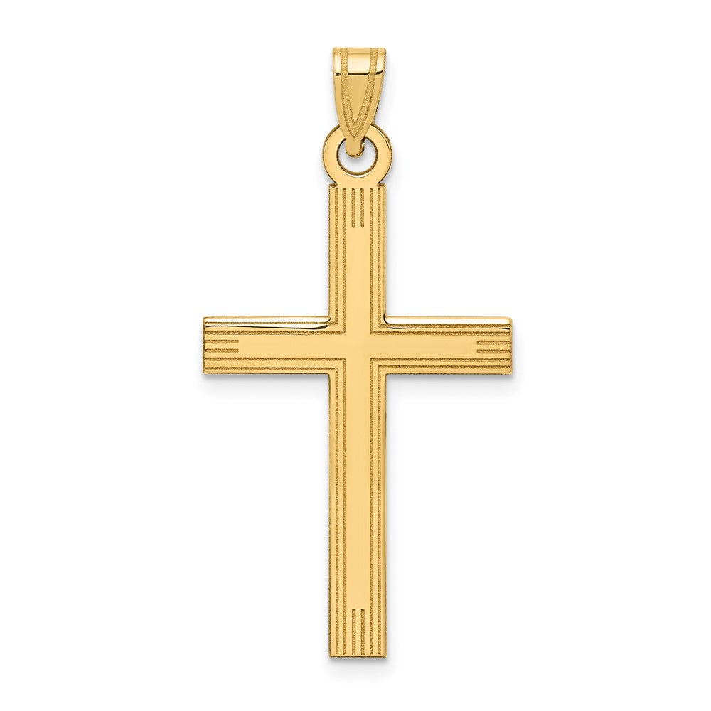 14k Yellow Gold Laser Etched Crucifix CrossEngravable Charm Pendant Jewelry Gifts (Length 1.44" Width 0.74")