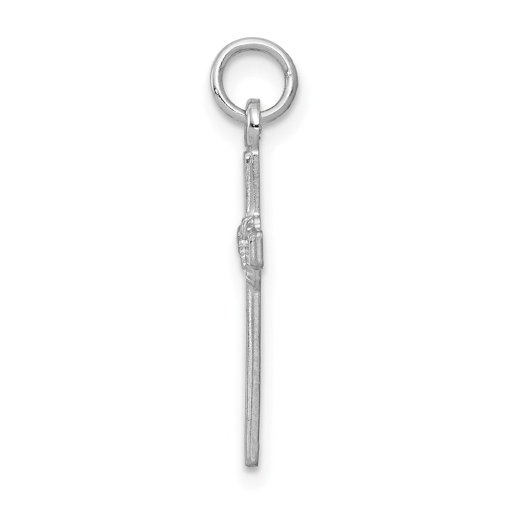 14k White Gold Crucifix CrossEngravable Charm Pendant Jewelry Gifts (Length 0.86" Width 0.39")