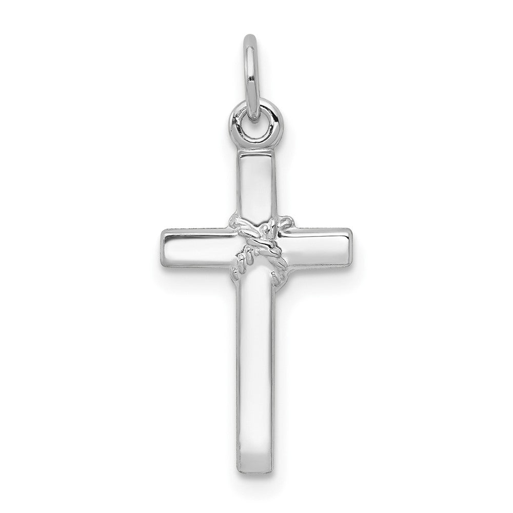 14k White Gold Crucifix CrossEngravable Charm Pendant Jewelry Gifts (Length 0.86" Width 0.39")