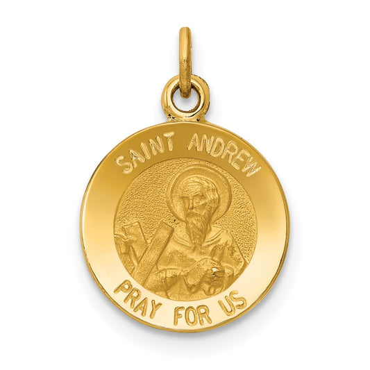 14k Yellow Gold Saint Andrew Medal Engravable Charm Pendant Jewelry Gifts (Length 0.68" Width 0.47")