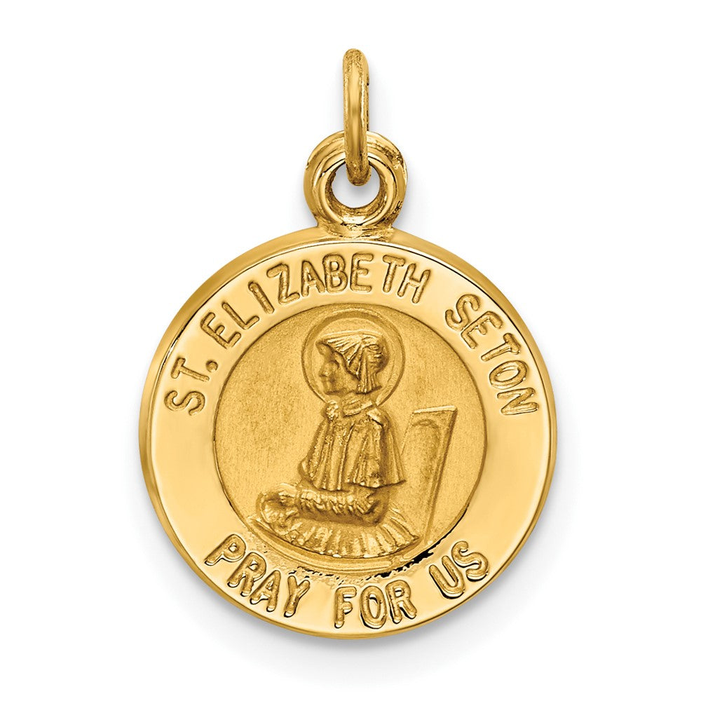 14k Yellow Gold Saint Elizabeth Seton Medal Engravable Charm Pendant Jewelry Gifts (Length 0.69" Width 0.49")